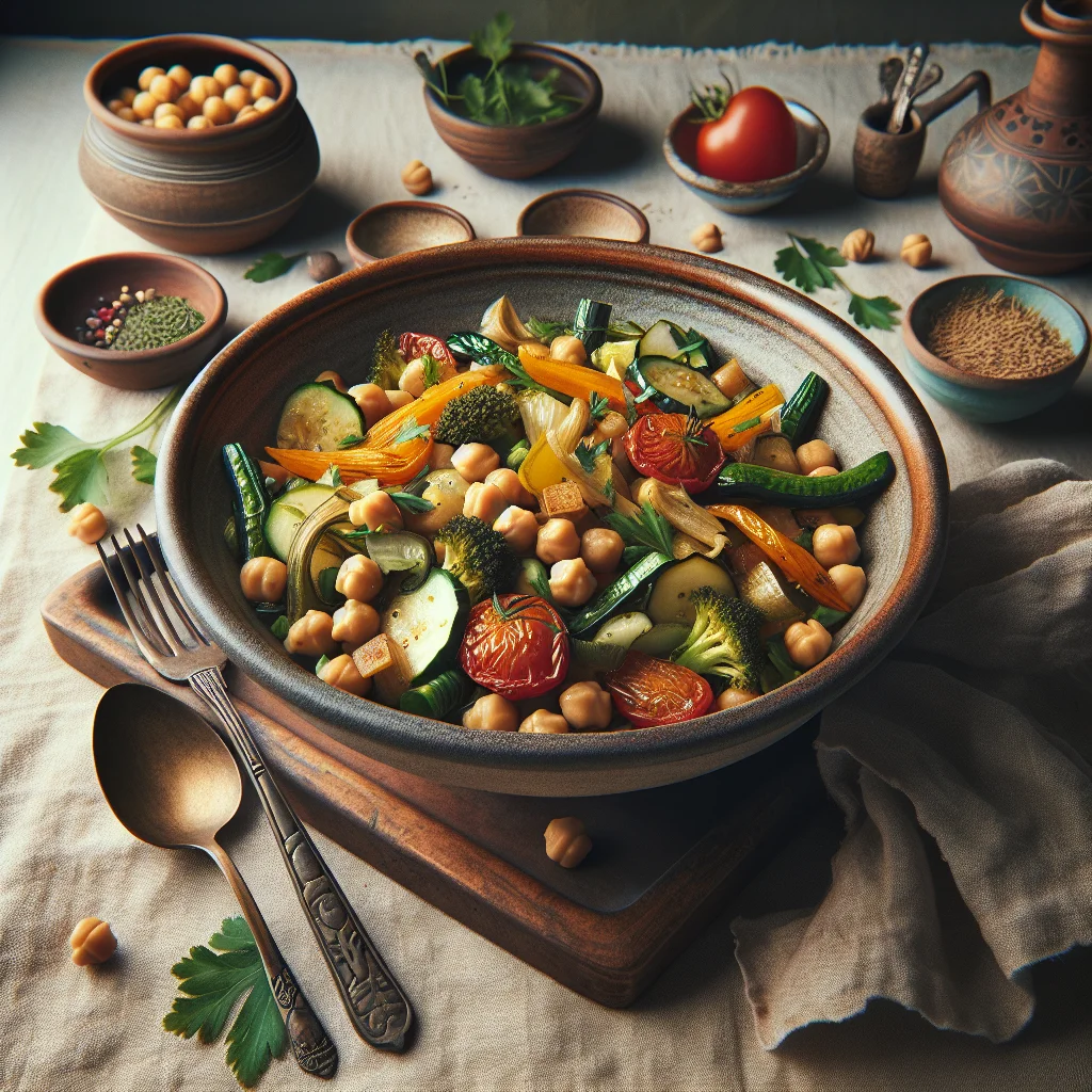 Krachtige Kikkererwten Salade met Geroosterde Groentes