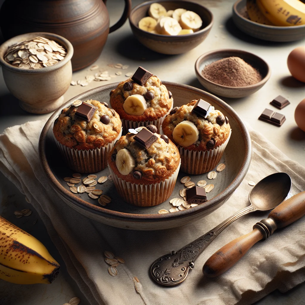 Energieke Banaan-Havermout Muffins met Pure Chocolade Stukjes