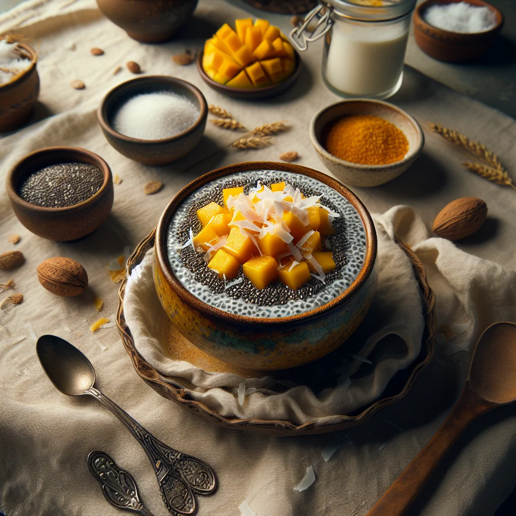 Sedutor Pudim de Chia de Manga com Coco Ralado