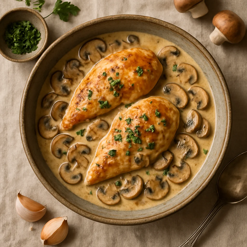 Huhn in Cremiger Champignonsauce