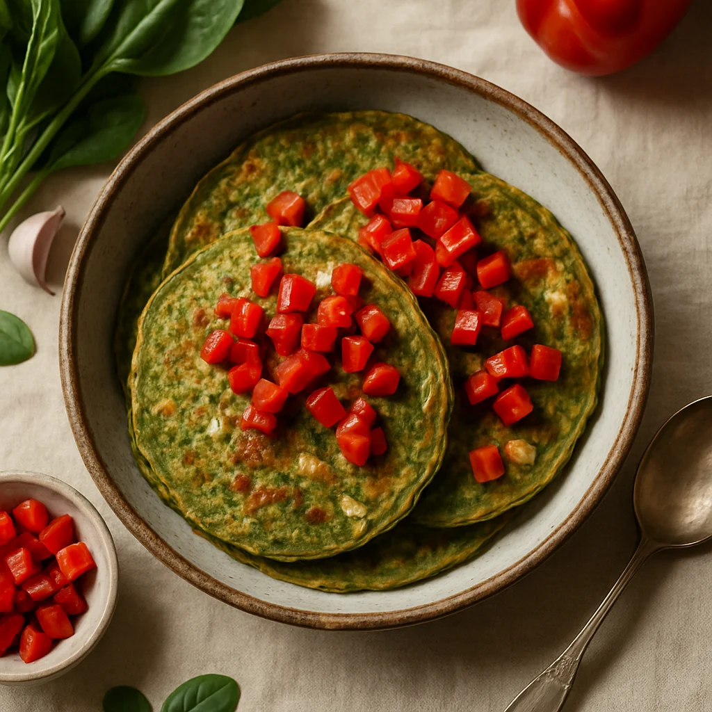 Cremige Vegane Spinatpfannkuchen