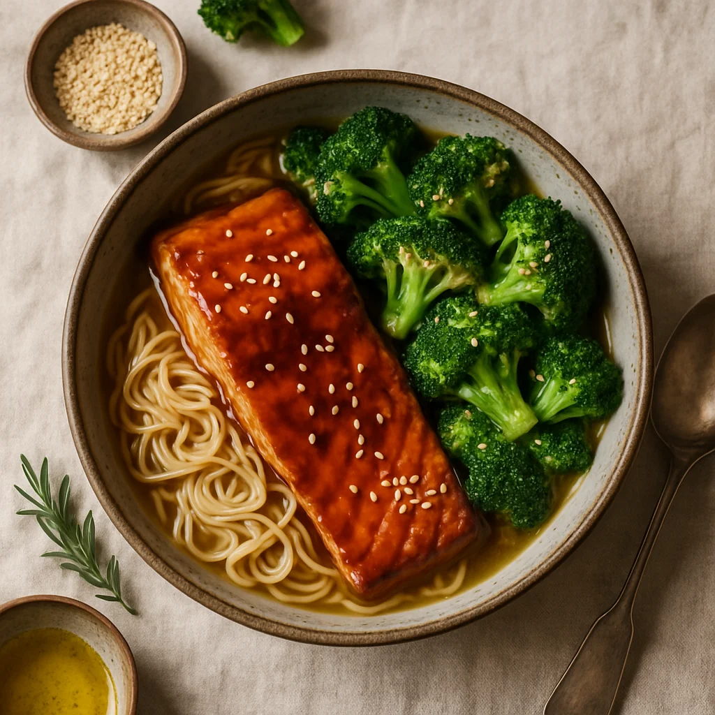 Chef's Special Zalm Teriyaki met Sesam Broccoli en Ramen