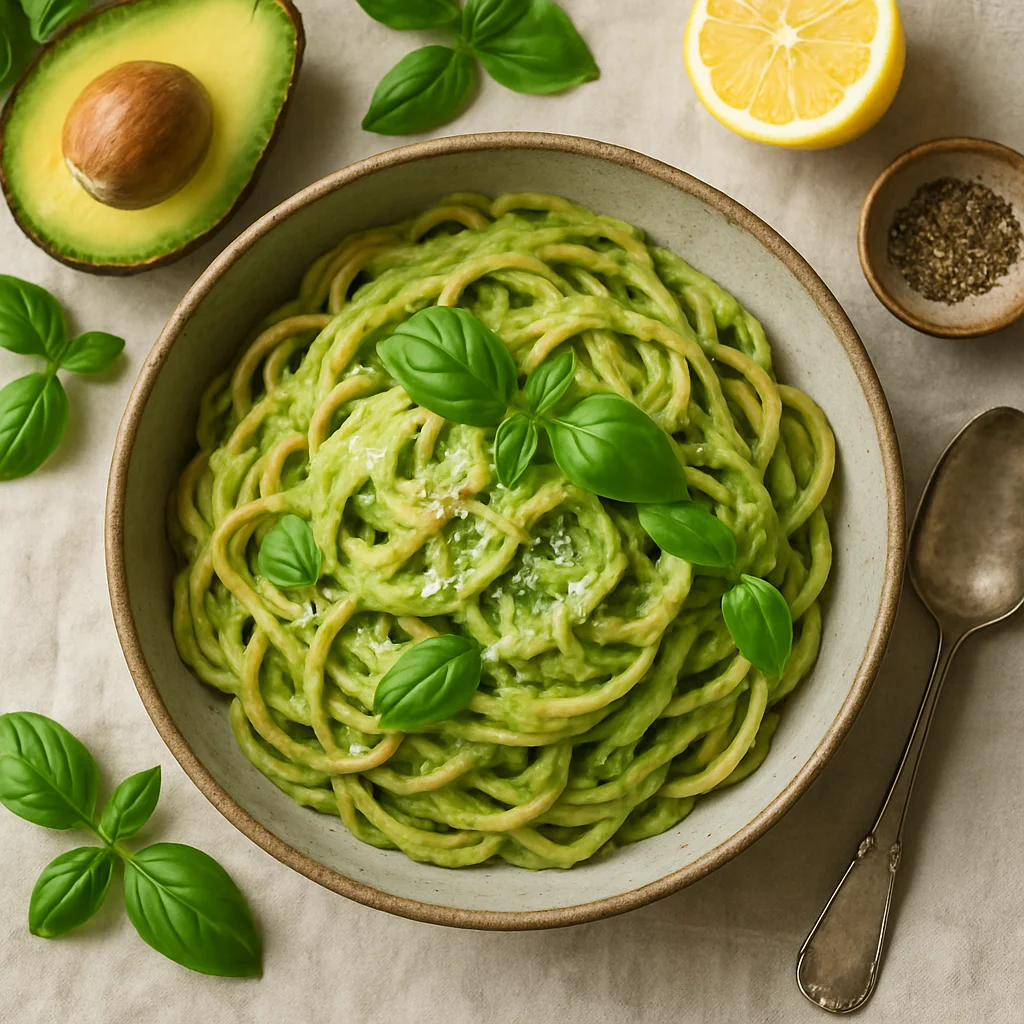Zelfgemaakte Avocado-Basilicum Pastasaus
