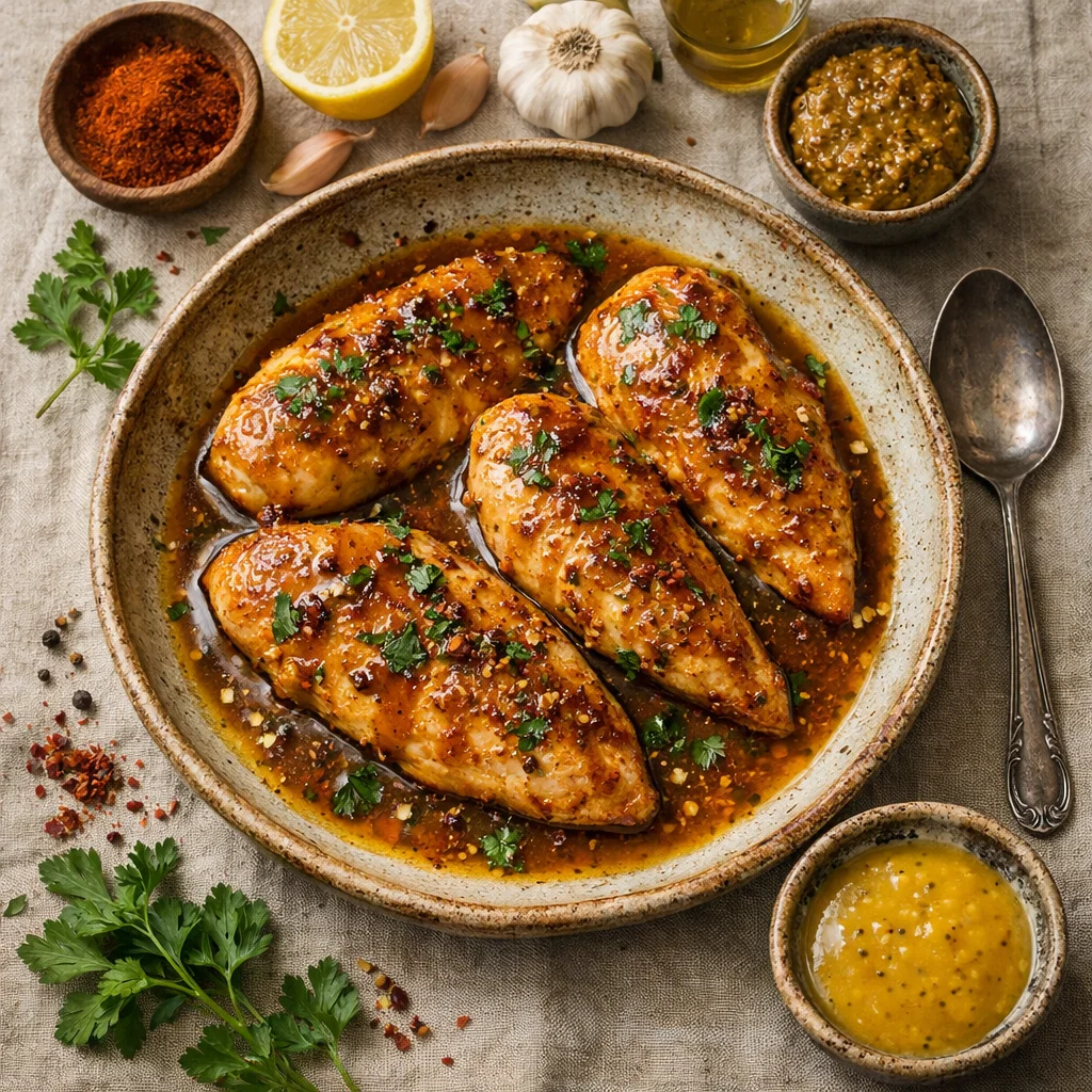 Pittige Kipfilet met Honing-Mosterdsaus