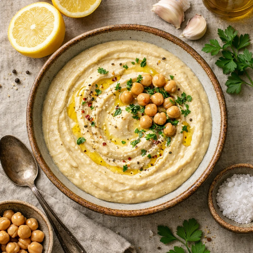 Zelfgemaakte Citroen-Knoflook Kikkererwten Saus