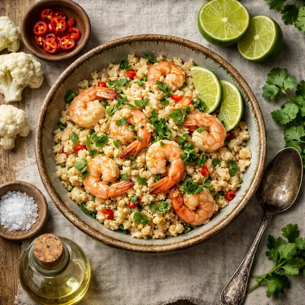 Chef's Special: Paleo recept voor bloemkoolrijst met garnalen