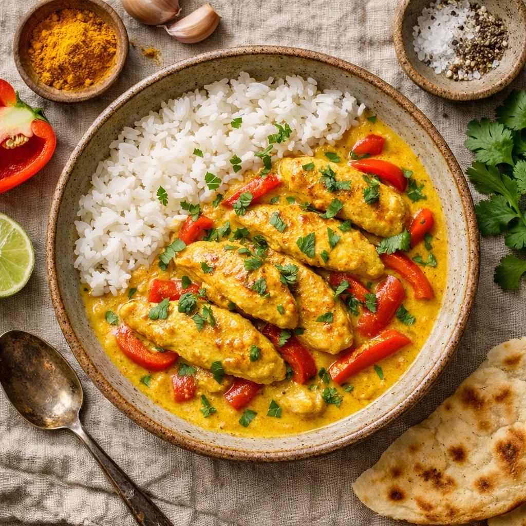 Romige Gele Currykip met Verse Koriander