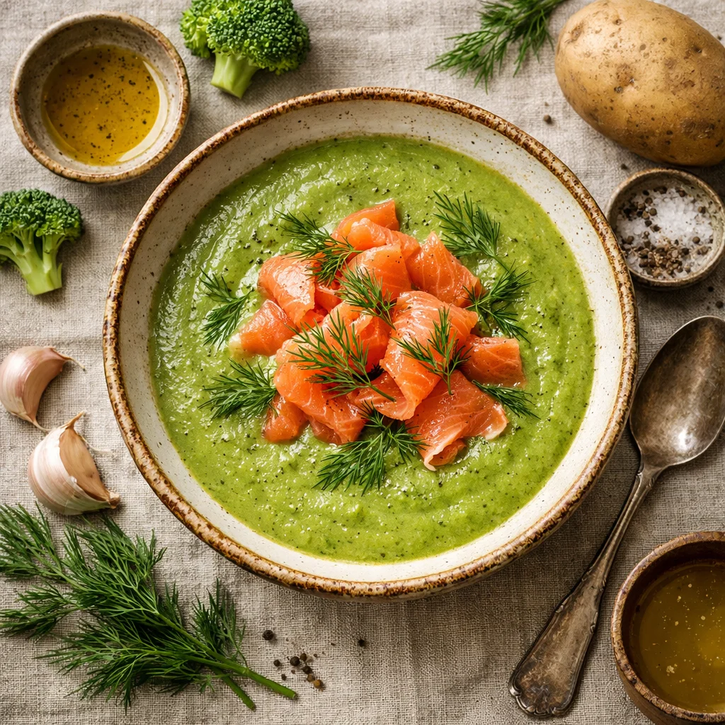 Broccolisoep met Gerookte Zalm en Dille