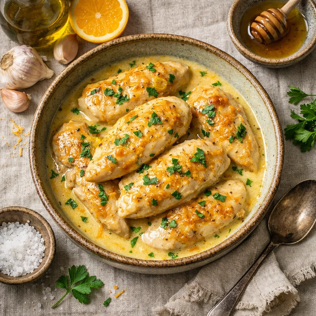 Hühnchenbrustfilets mit Cremiger Zitronen-Honigsauce