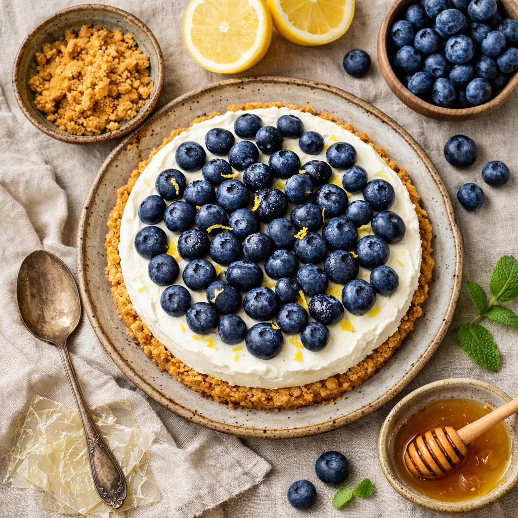 Frisse Citroen-Kwarktaart met Bosbessen