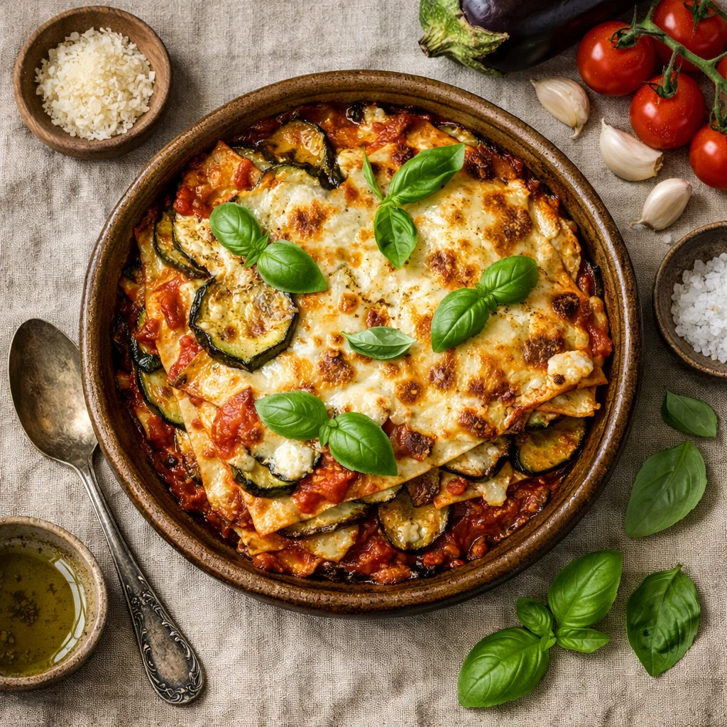 Heerlijke vegetarische lasagne met courgette en aubergine