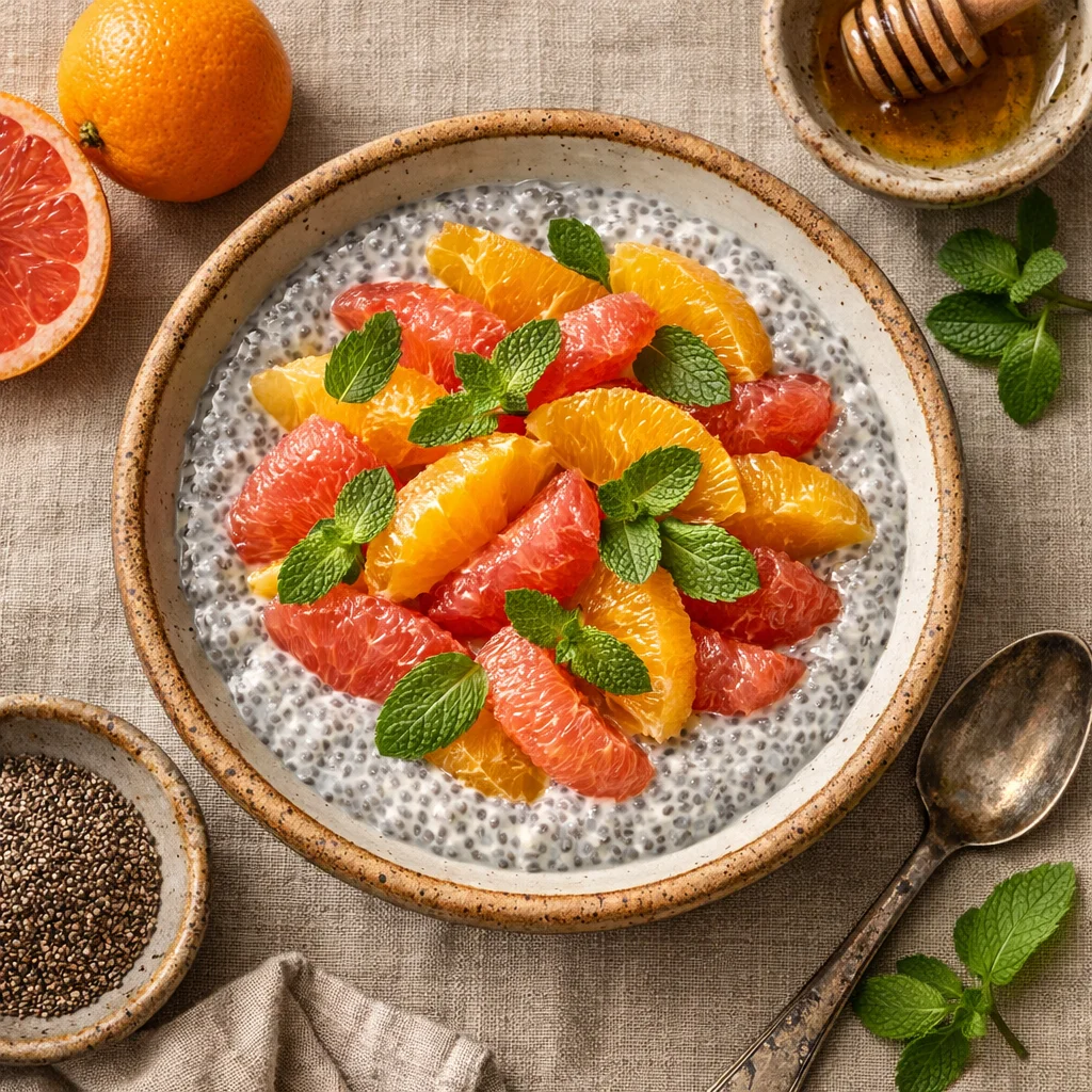 Verfrissende Citrus Chia Pudding