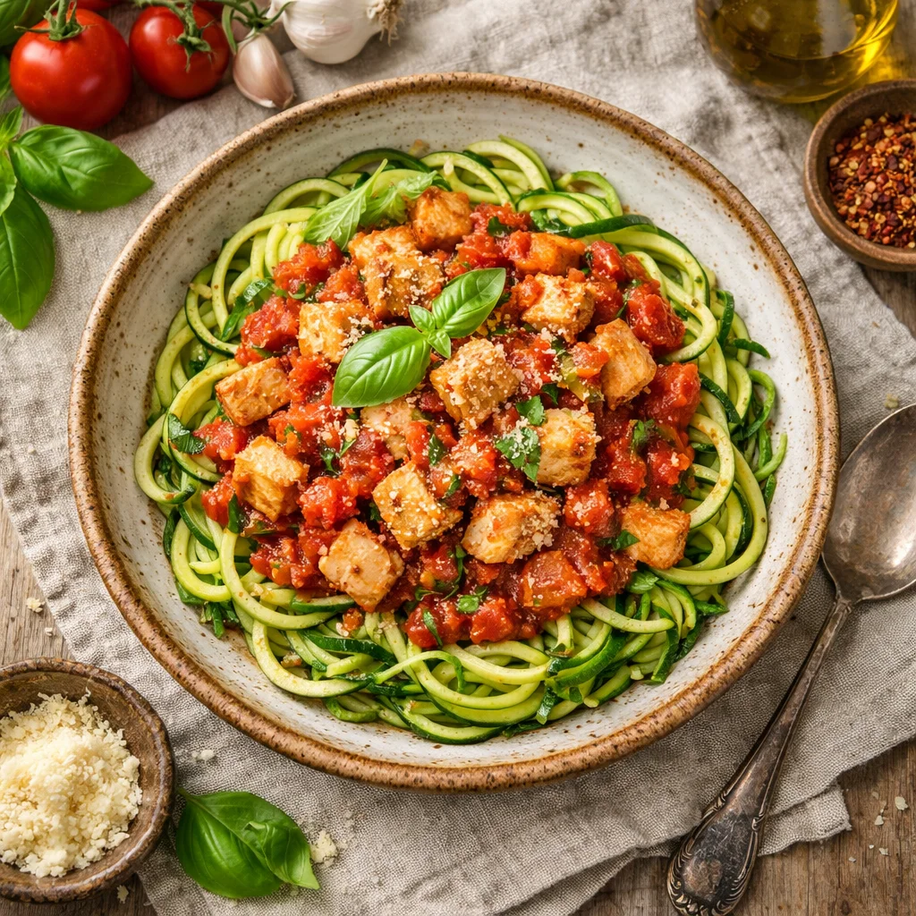 Italiaanse Courgettini met Verse Tomatensaus en Kip