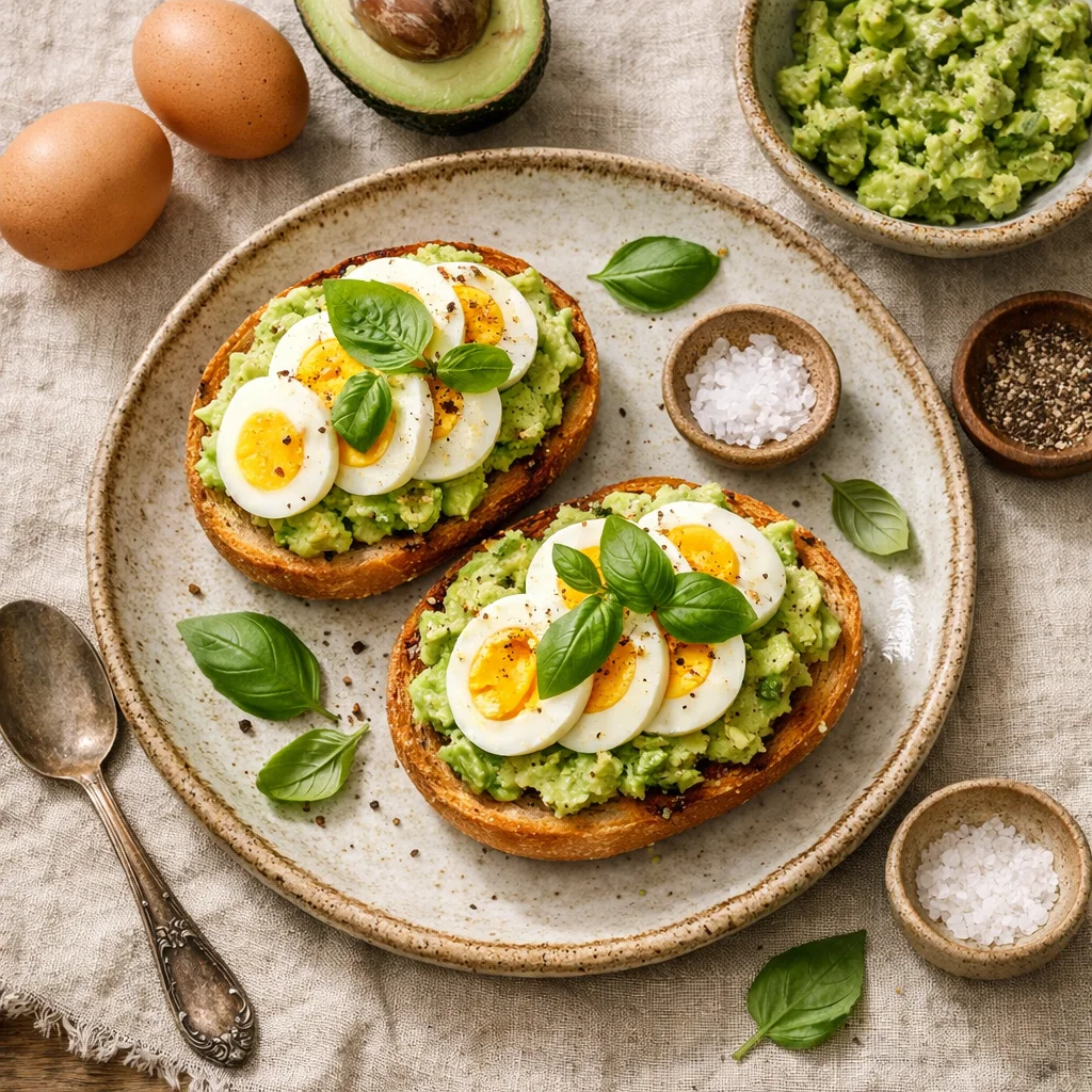 Koolhydraatarme broodje ei met avocado voor een gezonde lunch