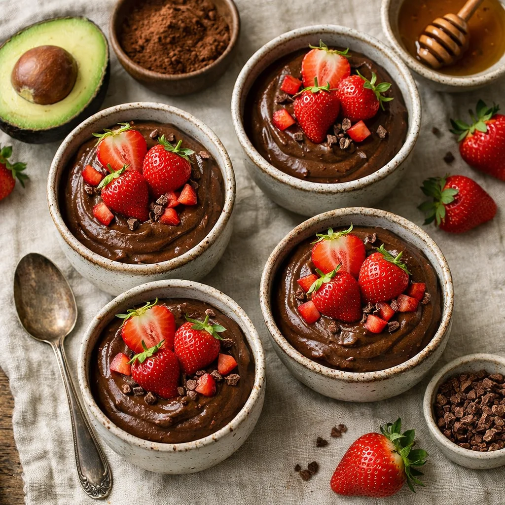 Gezonde Chocolade Mousse met Verse Aardbeien