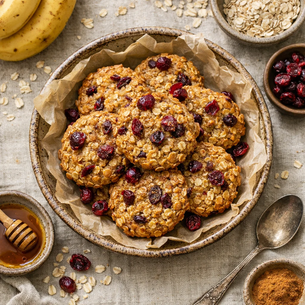 Gezonde havermoutkoekjes met cranberries bakken