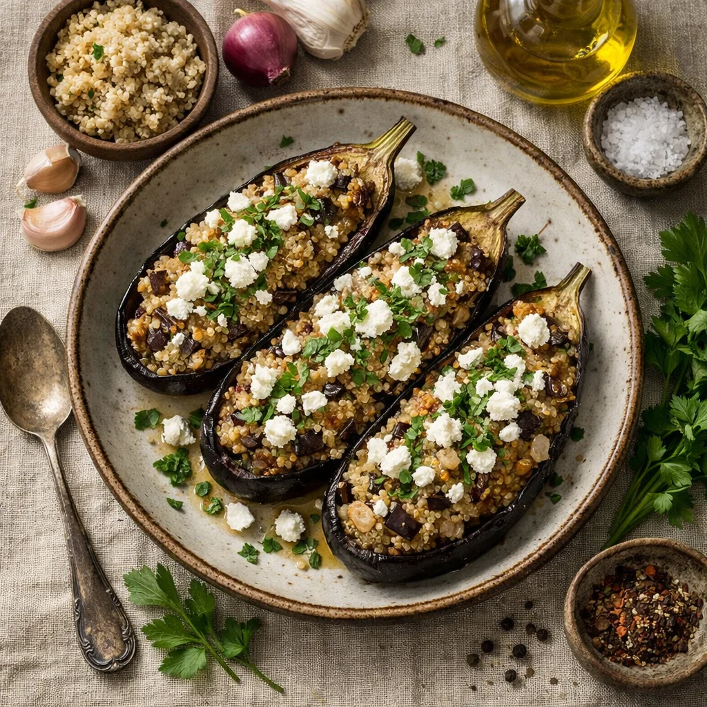 Chef's Special: Gevulde Aubergine met Quinoa en Feta