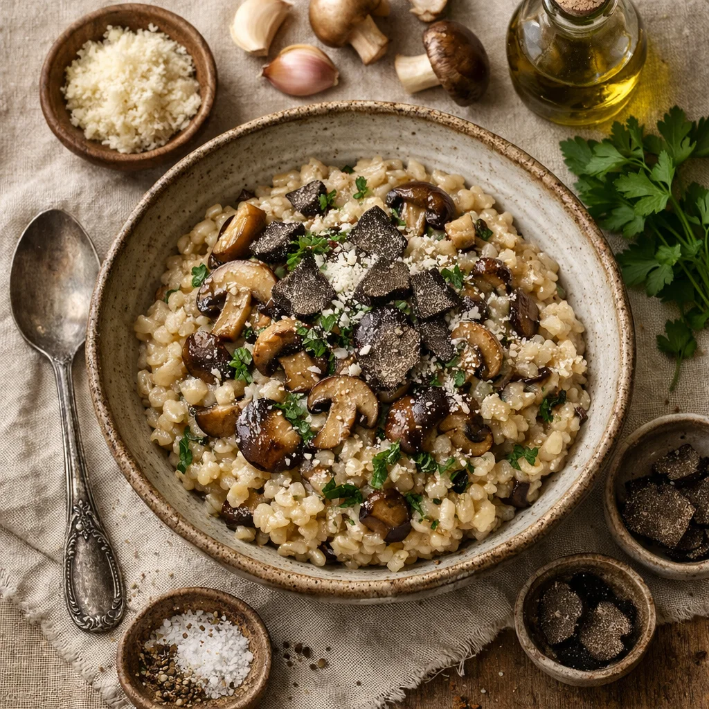 Healthy Italian Risotto with Mushrooms and Truffle