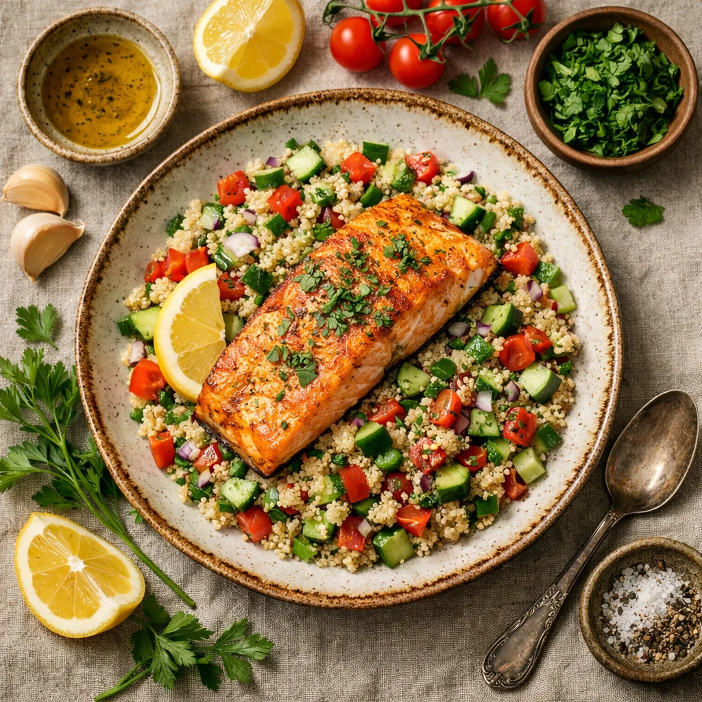 Chef's Special: Mediterrane Quinoa Salade met Gebakken Zalm