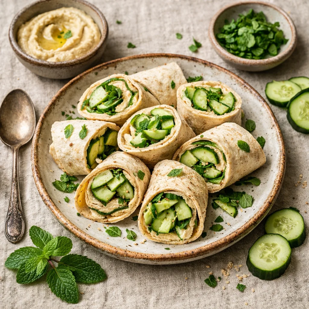 Frisse Komkommer-Hummus Wrap