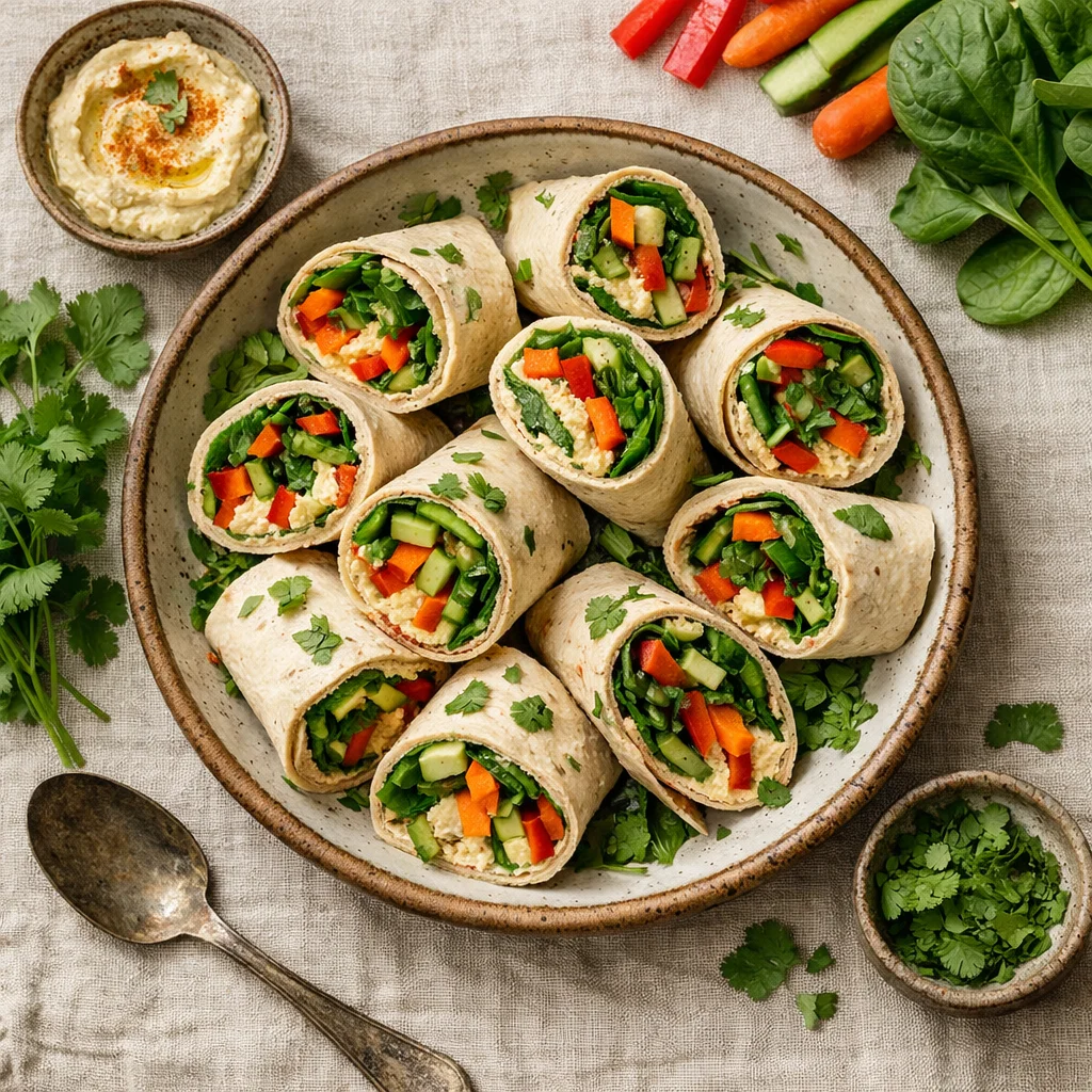 Frische Hummus Wrap mit Gemüse