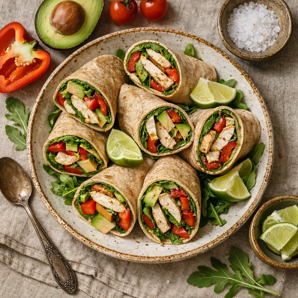 Leichte Mittagswrap mit Hähnchen und Avocado