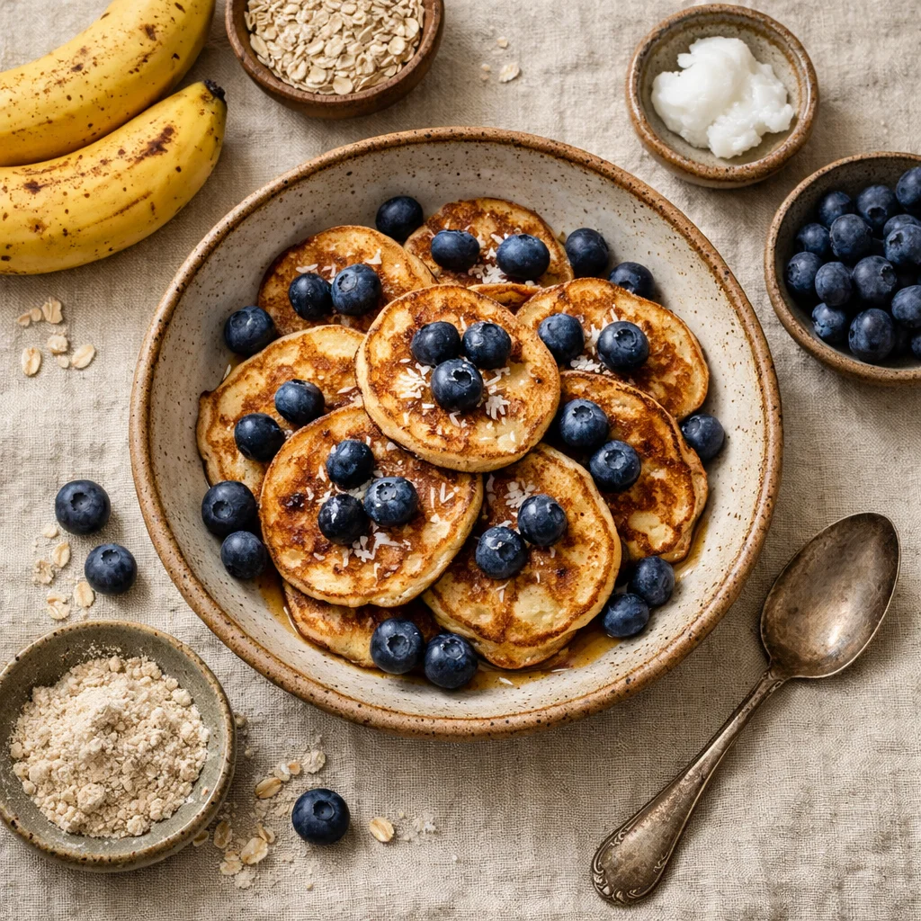 Gezonde Ontbijtpannenkoekjes met Banaan en Blauwe Bessen