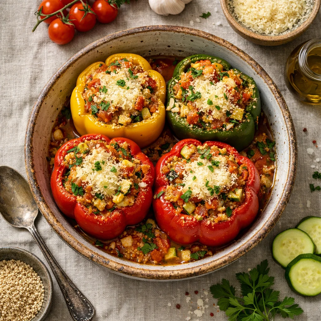 Italiaanse Quinoa Stuffed Bell Peppers