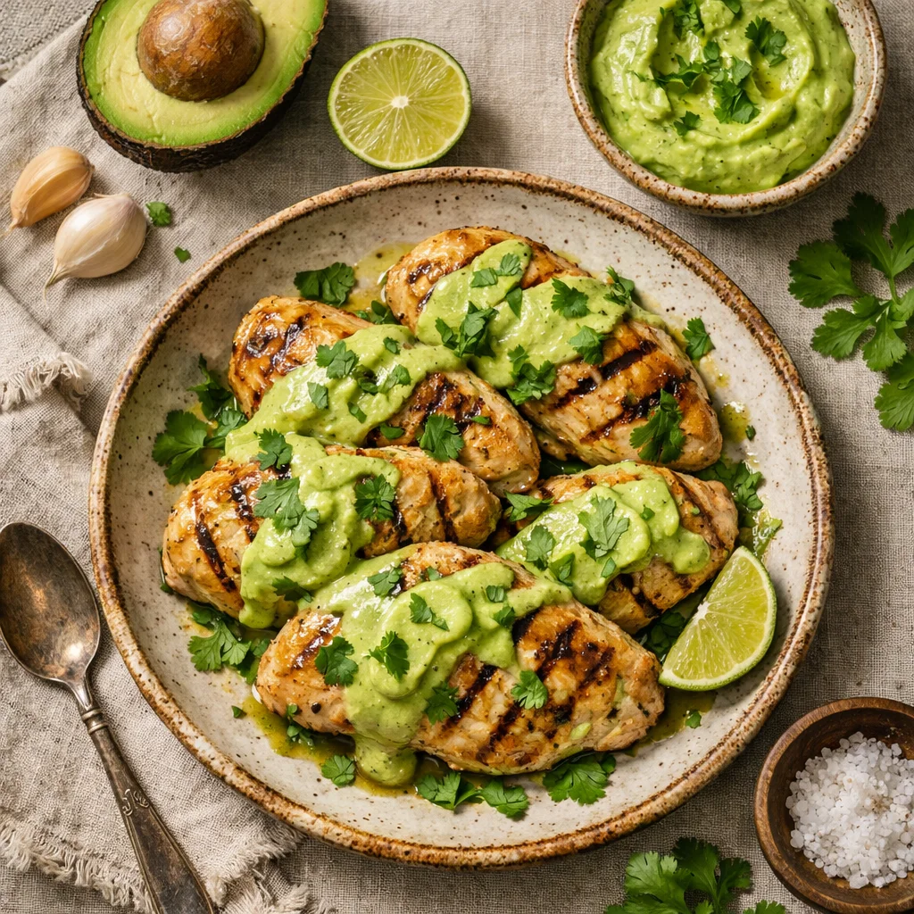 Gezonde Gegrilde Kip met Avocado Saus