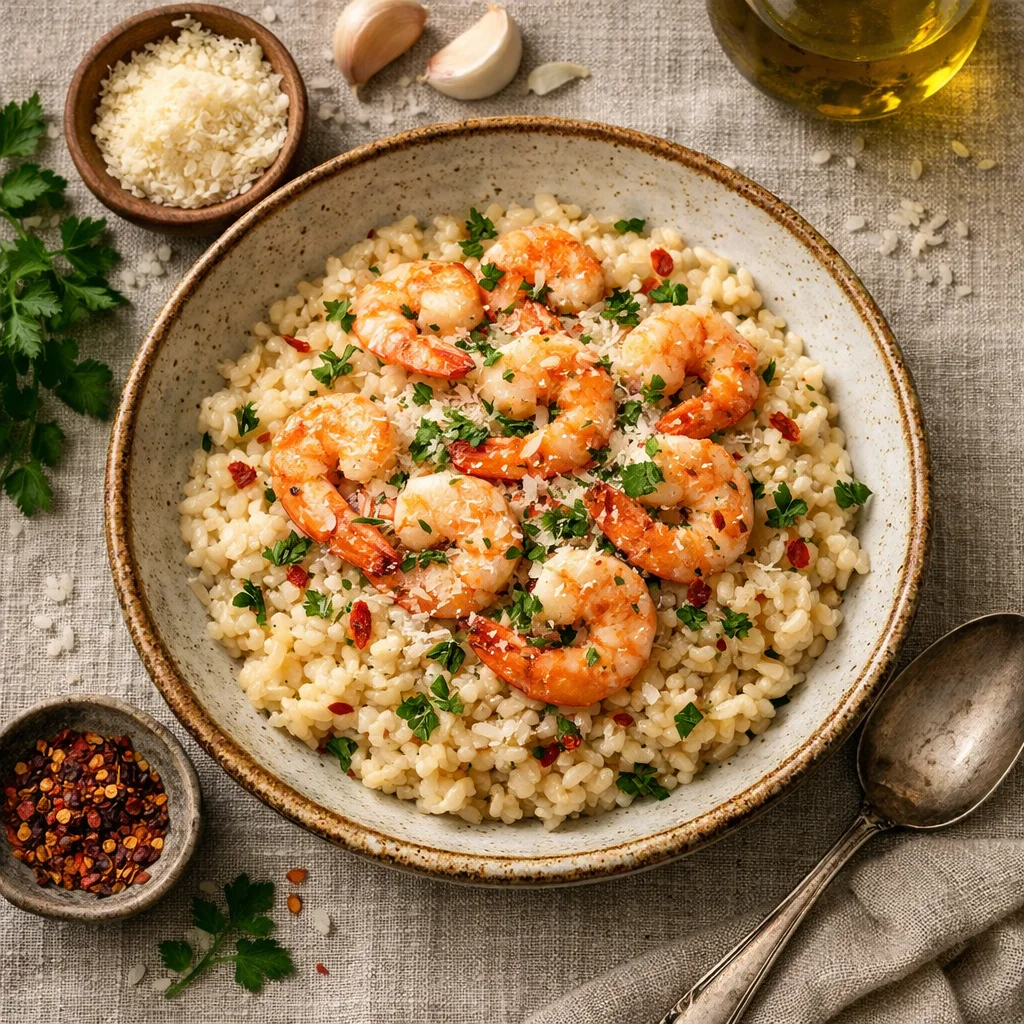 Pittige Italiaanse Garnalen Risotto